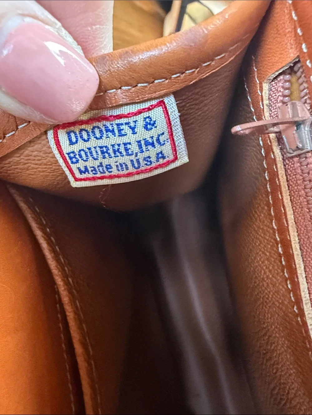 Dooney & Bourke Vintage Taupe/British Tan Leather Satchel Bag VGVC